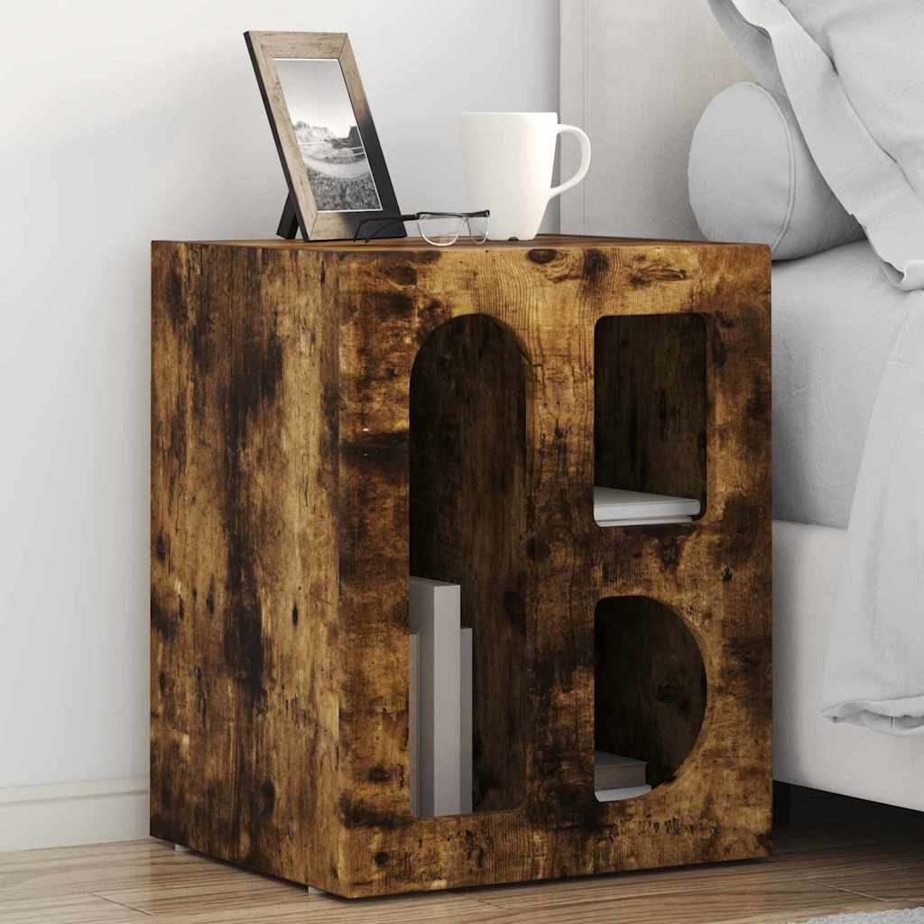 Nightstand Smoked Oak 40 x 35 x 50 cm Engineered Wood