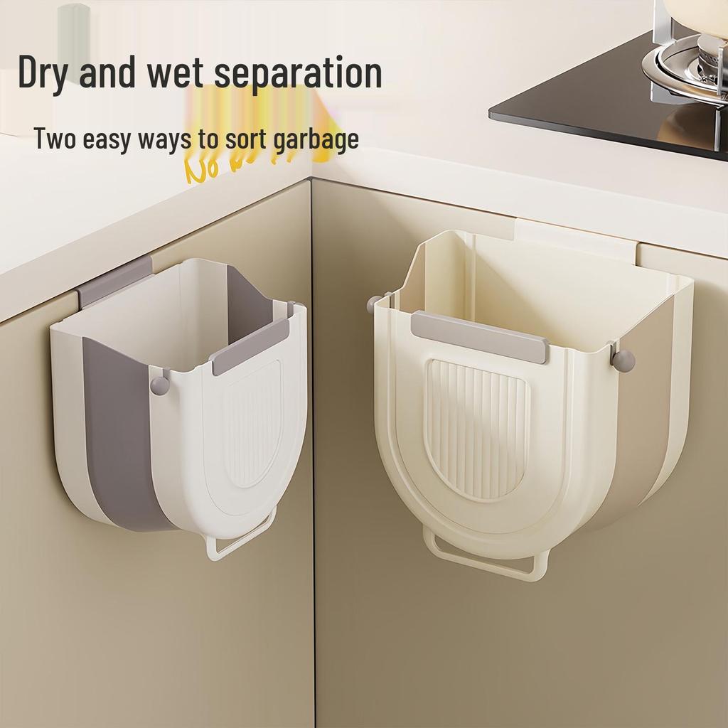 Foldable Wall-Mounted Kitchen Trash Can with Large Capacity