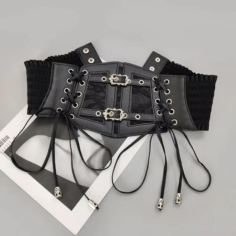 Damen Vintage Gotisches Spitze Elastischer Korsettgürtel Mode Einfarbige Kordel Punk-Accessoire Für Reife Damen Kleid Hemd Gürtel