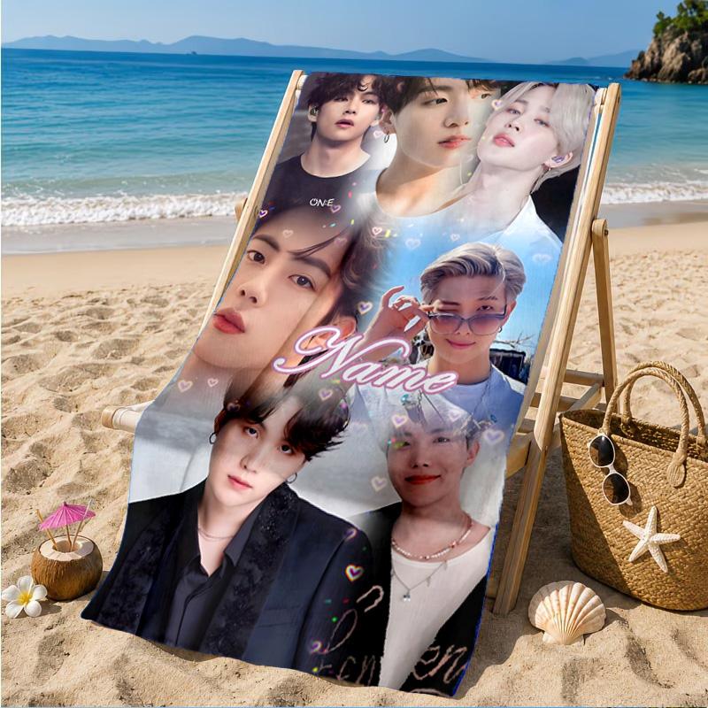 Custom Name K-pop Stars Friends Beach Towel Microfiber Beach Towel, Lightweight and Quick-Dry, for Summer Travel, Swimming Pool Gift