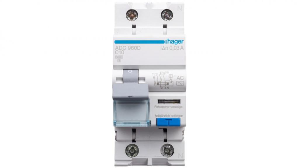 RCBO 2P C10A 0.03A Differential Circuit Breaker Type AC ADC960D