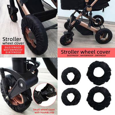 Set of 4pcs Strollers Wheel Protectors Sleeve for Baby Pushchairs Non Slip Wheel Protetive Cover Dustproof Black Case