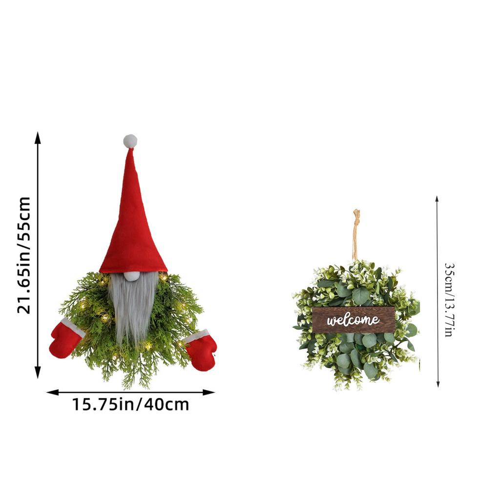 Luminous Faceless Old Man Christmas Wreath Creative Wreath Door Hanging