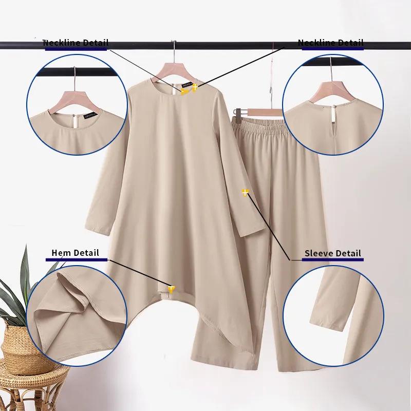 2024 Hot-Selling Solid Color Muslim Attire Set