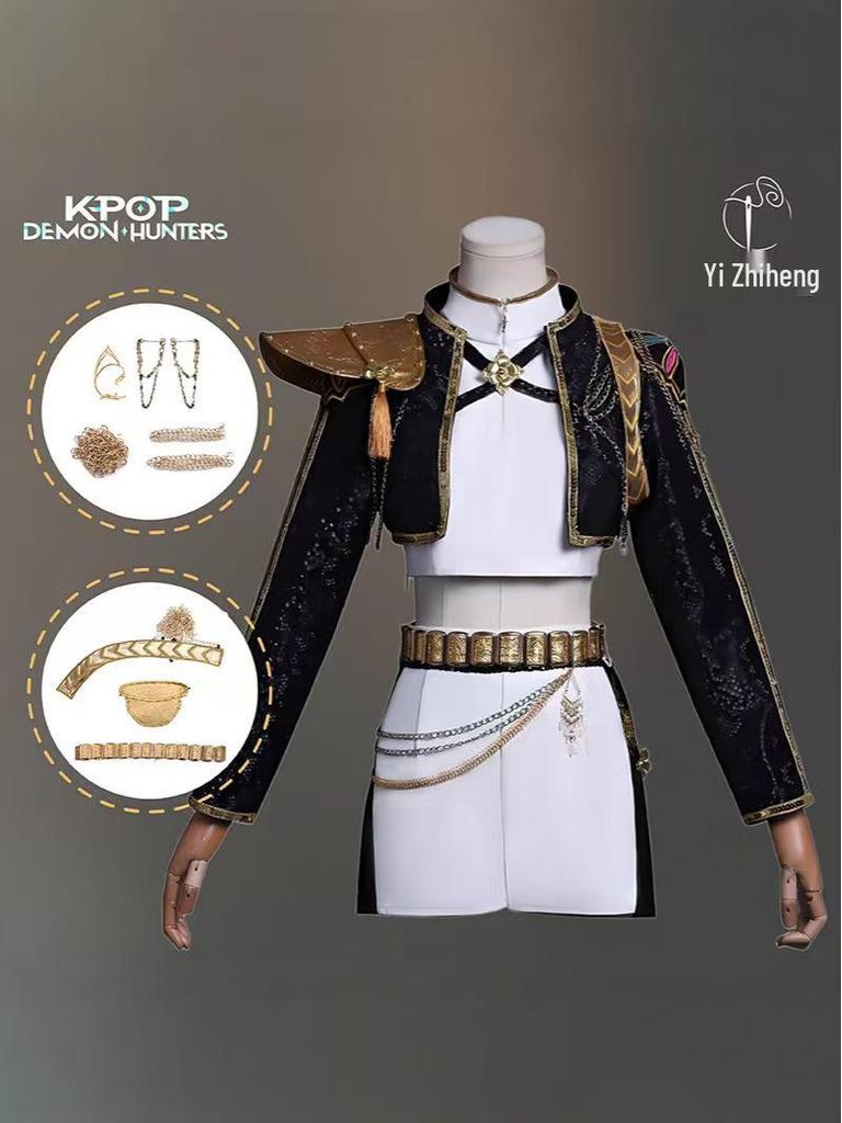 Lumi Black K-pop Girl Group Demon Hunter Halloween Cosplay Costume Set