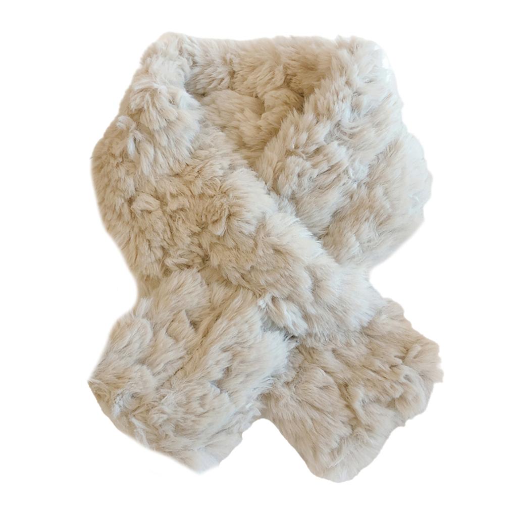 Crossed Scarf Winter Warm Furry Faux Furs Neckerchief Double Side Neck Gaiter Stylish Neck Scarf for Adult Women Student