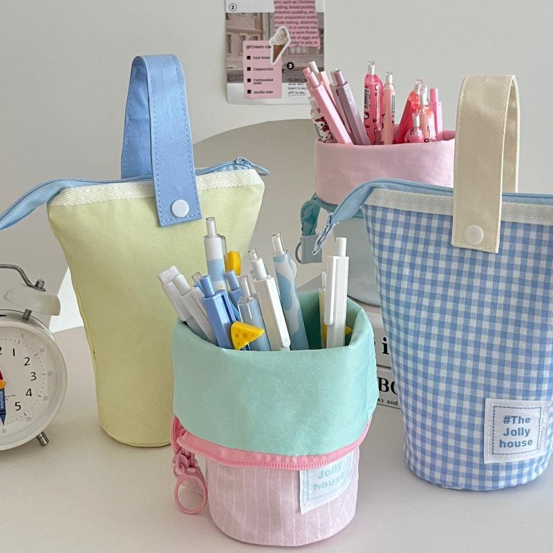 Stehender Stifthalter aus Segeltuch mit großer Kapazität, Federmäppchen, Schreibwarenhalter, Tasche, multifunktional, für Schüler, Schreibwaren, Schulbedarf