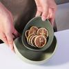 1 Set Snack Tray Attractive Stackable Floral Design Ceramic Lotus Shape Nordic Style