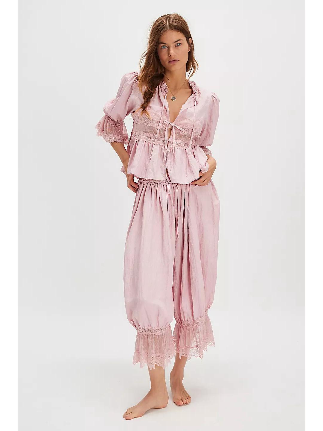 

2026 European Spring Women s Lace Tie-up Pajama Shorts – Comfortable & Skin-friendly Large