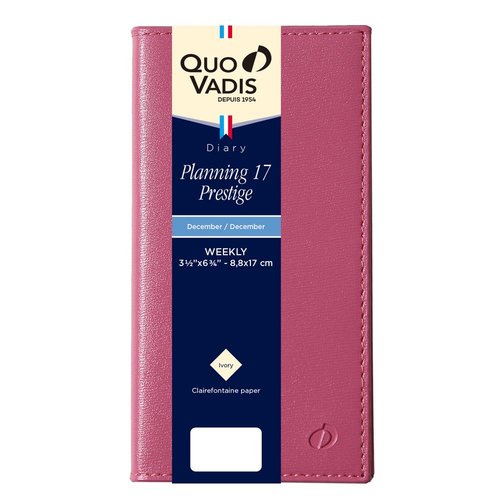 QUOVADIS 2026 Planning 17 Prestige/SoHo Weekly Vertical Diary December 2025 Start Slim Size 17x8.8cm Rose qv55705ro