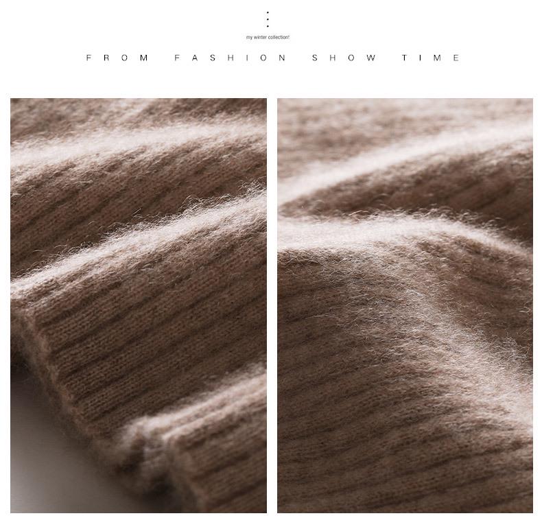 Women's 2024 Autumn/Winter Half-High Neck Slim Fit Cashmere Knit Sweater