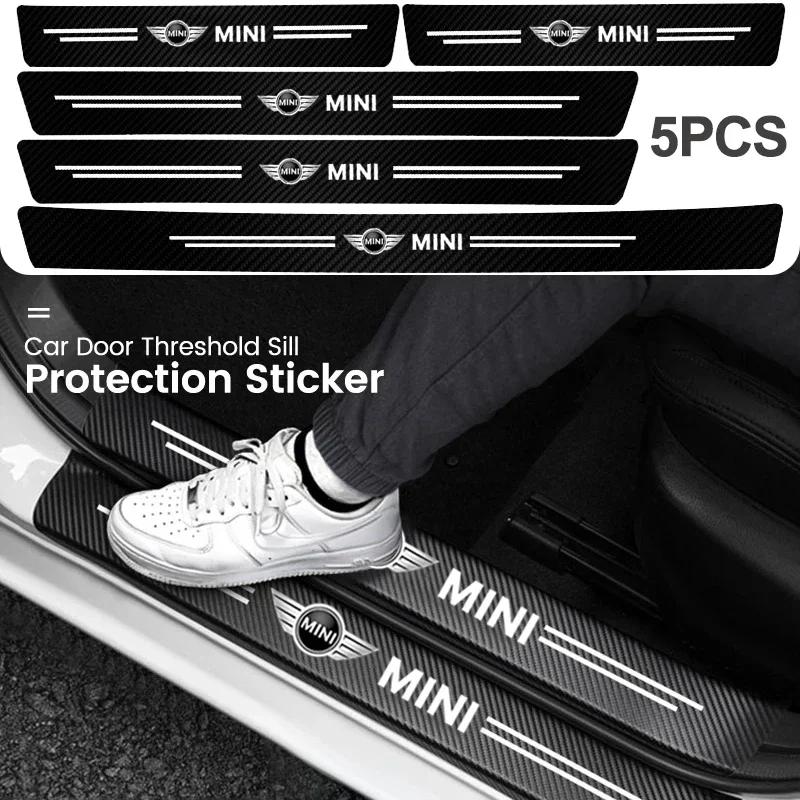 AWS1 5Pcs Carbon Fiber Car Threshold Scratch Protection Sticker For Mini F54 F55 F56 F57 F60 R50 R52 R53 R55 R56 R57 R58 R59 R60 R61