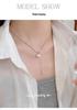 Cui Yan S925 Sterling Silver Korean Asymmetrical Long Necklace with Rhinestones & Pearl Clavicle Chain