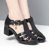 Fashion GKTINOO Genuine Leather Shoes Gladiator Sandals For Women Large Size Non-slip High Heel Sandals Summer Ladies Shoes