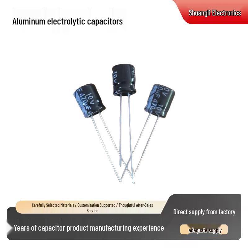 Genuine CHONGX 10V 470uF Aluminum Electrolytic Capacitor, 6x7mm, Through-hole.