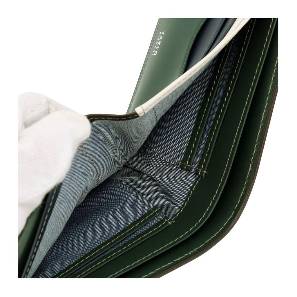 Takeo Kikuchi Men's Margo II Bifold Wallet, Genuine Leather, 780613, Cowhide Leather, 05, Green
