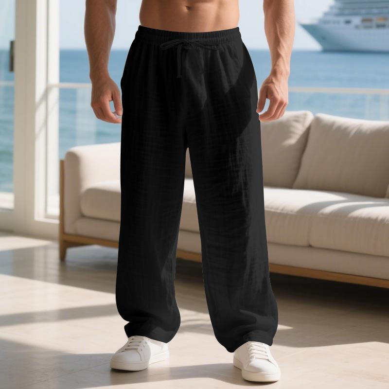 Loose-fit Men's Casual Homewear Linen Simple Light Luxury Sports Trousers