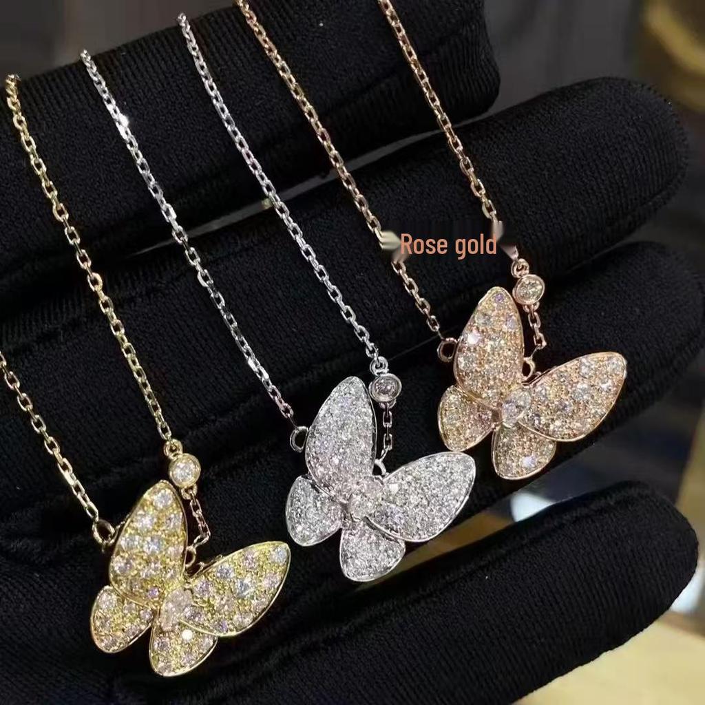 High-End Butterfly White Mother-of-Pearl Diamond Clavicle Necklace