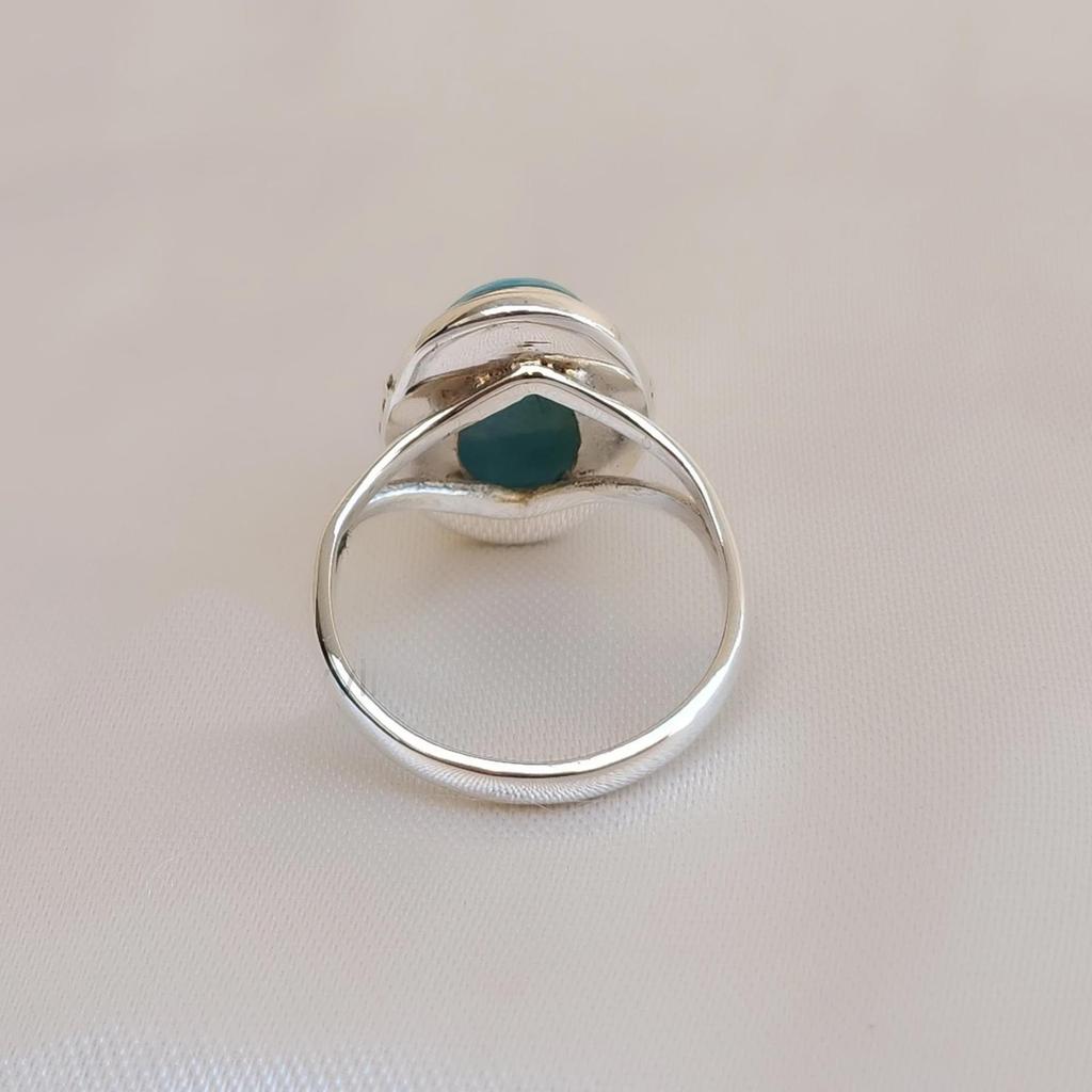 Natural Blue Larimar 925 Sterling Silver Ring Jewelry, Handmade Larimar Artisan Ring