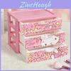 Hello Kitty Leopard Unicorn Melody Pattern Three Layer Drawer Style Storage Box For Desk Organization