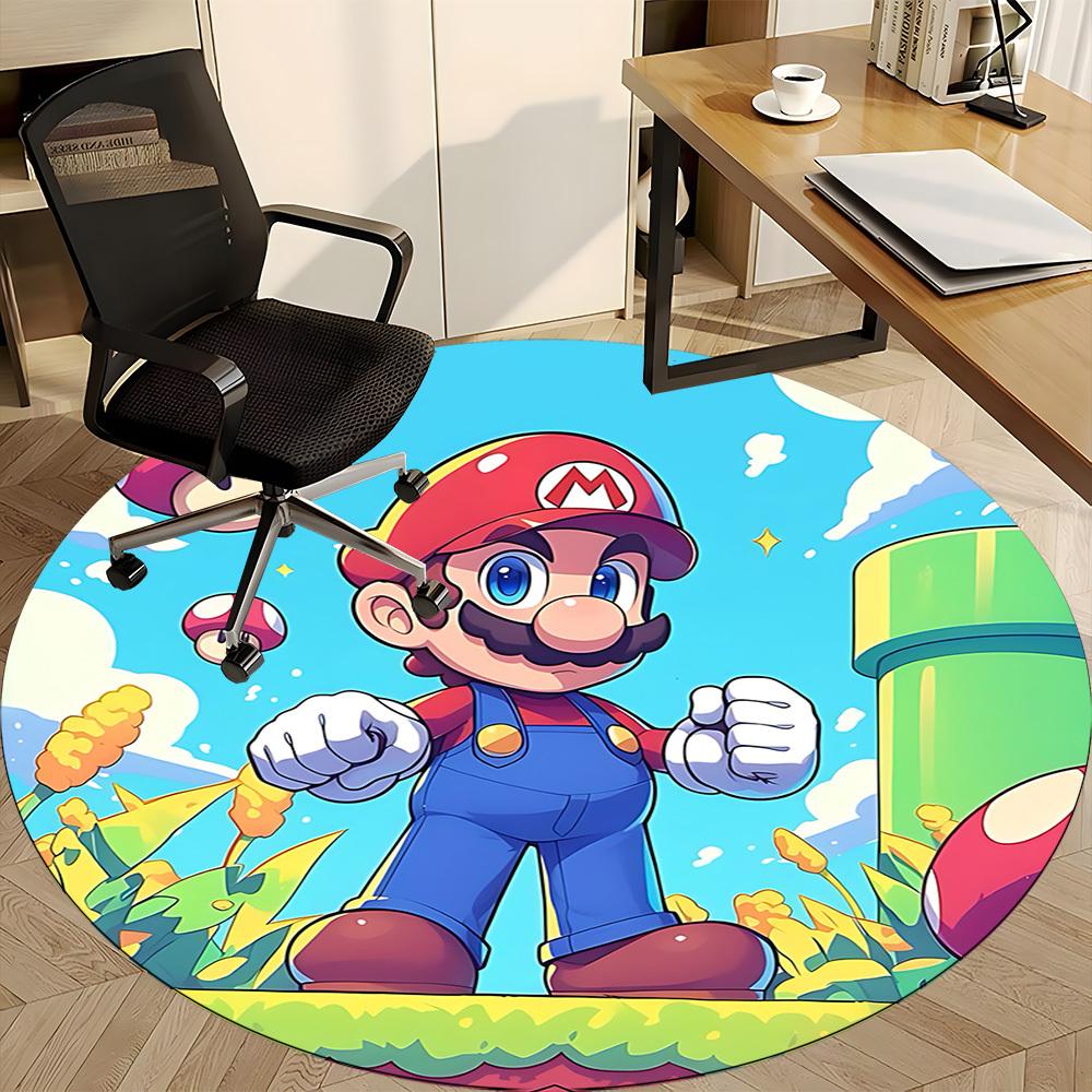 1pc Mario Adventure Office Round Area Rug, Under Office Chairs Bedroom Living Room Home Decor A1016238