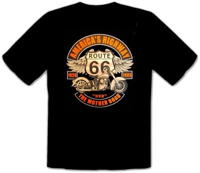 T-Shirt Nera -335- Harley Chopper Rockabilly Bici Custom Strada Americana