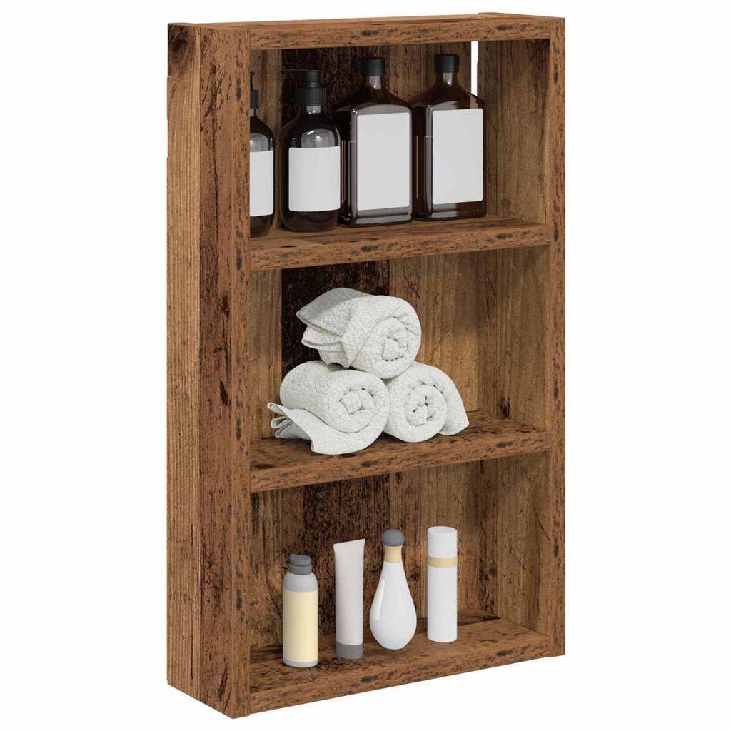 Bathroom Wall Cabinet Rustic Wood Finish 30 X 10 X 50 Cm Engineered Wood