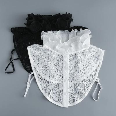 Perfect Match Women Embroidery Lace Floral Fake Collar Half Shirt Stand Detachable Lapel Collar Decoration Blouse Tops Ruffles False Collar