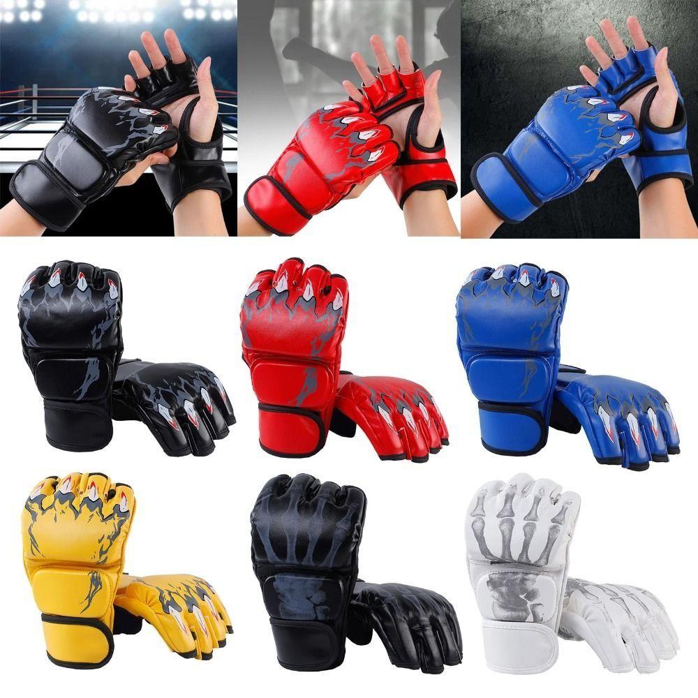 1 Paar Lederpolster Boxhandschuhe Kickboxtraining Handschuhe für Erwachsene Sanda Boxen UFC Training