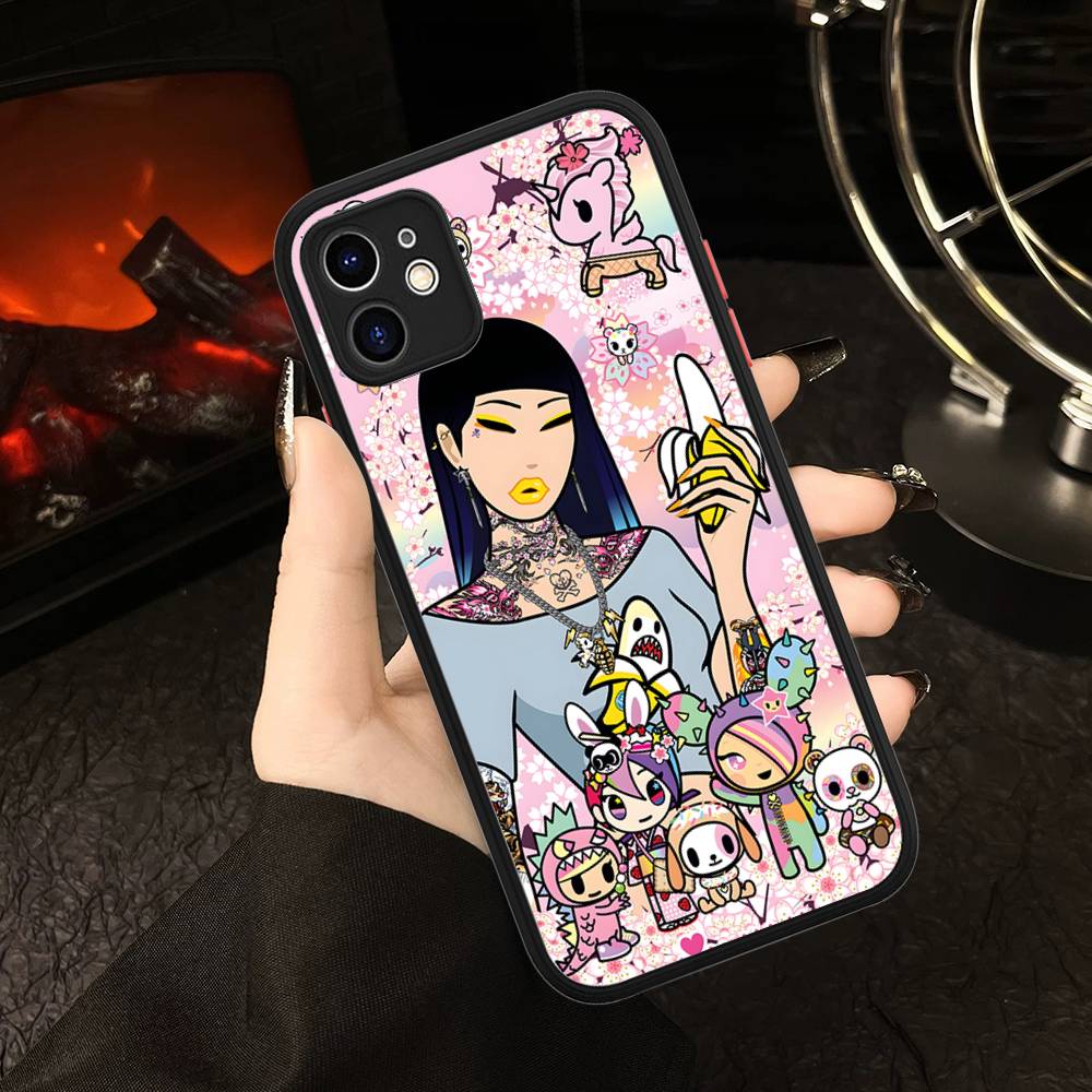 Character T-tokidoki For IPhone 16 15 14 13 12 11 Pro Max X XS MAX Plus Translucent Black Phone Cover