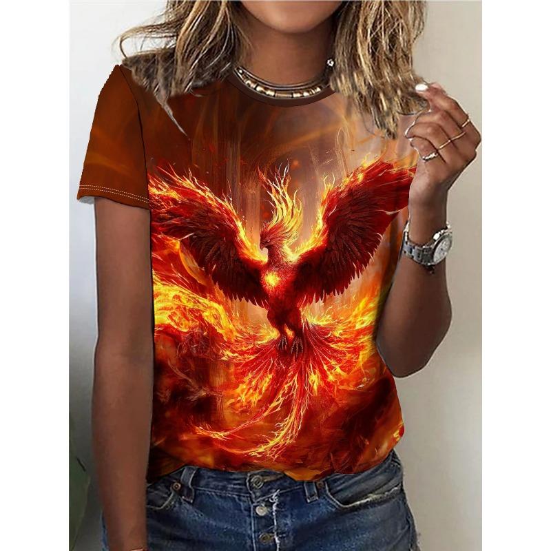 Sommer Drachen Phoenix Wolke 3D Druck T-shirts Frauen Streetwear Casual Fashion Y2k Kurzarm T Shirt Oansatz Tees Tops Kleidung