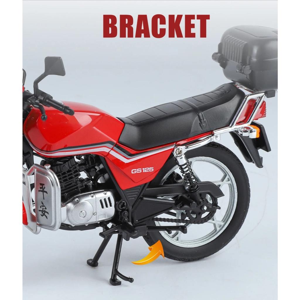 1/12 SUZUKI GS125 King Motorrad Legierung Druckgussmodell Ton und Licht Kinderspielzeugauto Verzierungen Trendige Dekoration mit Freund