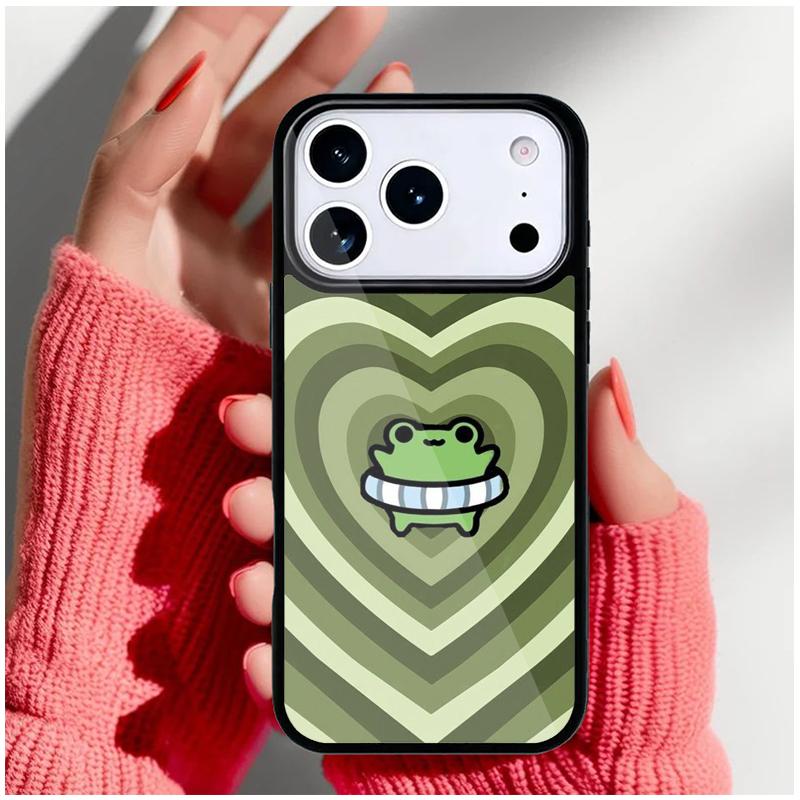 Cute Kawaii Frog Phone Case for iPhone 17 16 15 14 13 Pro Max Back Cover for 12 11 Pro Coque