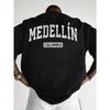 Herren T-Shirt mit Medellin Kolumbien Letter Print - Herren Rundhals T-Shirt, Lockerer Drop Shoulder Fit