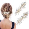 MAYCREATE® 3 Stück Blumige Haarspangen für Mädchen Frauen, Stilvolle Perlen-Haaraccessoires für Frauen, Metall-Kristall-Barrettes Damen Französische Pins Geschenk Frauen