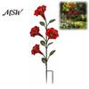 Outdoor Lawn Ornament Red Flower Hummingbird Feeder with Ground Stake, Metal Bird Feeder, Backyard Wildlife Watering Station for Yard Patio Decoration