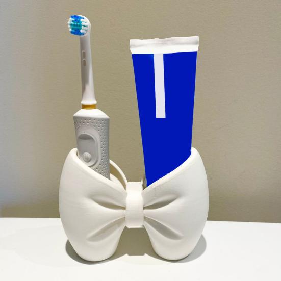 Bow Toothbrush Holder 3D Printed Pink White Bowknot Toothbrush Toothpaste Organizer Bathroom Decoration Multi-functional Desktop Storage Box