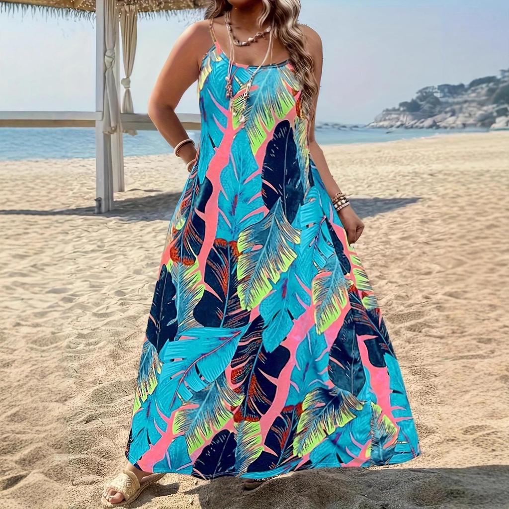 Cross-Border Floral Spaghetti Strap Dress - European & American Beach Holiday Style