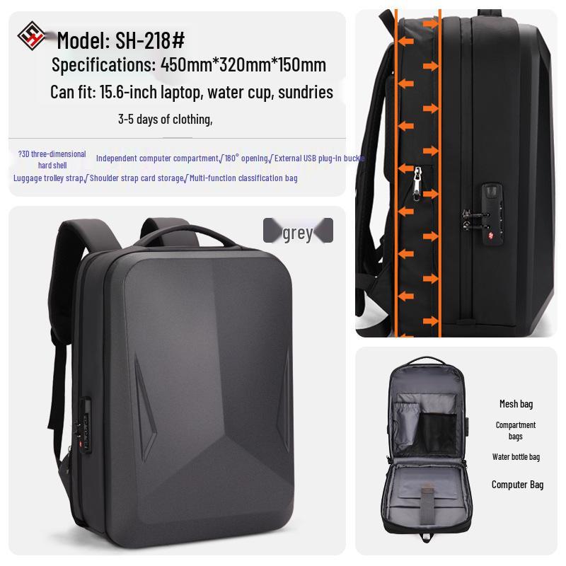 15.6-Inch Hard Shell Multifunctional Men s Laptop Backpack for College and Business