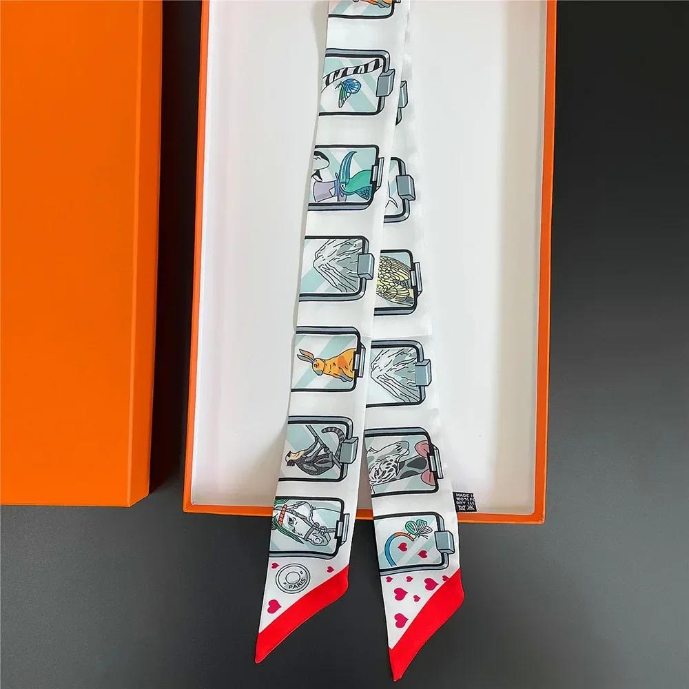 Long Lady Bag Silk Scarf Skinny Neck Hair Scarfs For Women Band Headwear Handbag Tie Ribbons  New Handle Wraps Summer