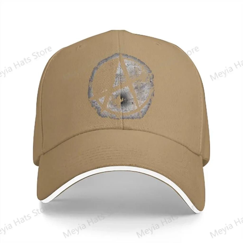 Distressed Stencil Sprayed Graffiti Style Anarchy Anarchist Symbols Baseball Cap Unisex Hats Women Visor Windproof Snapback Caps