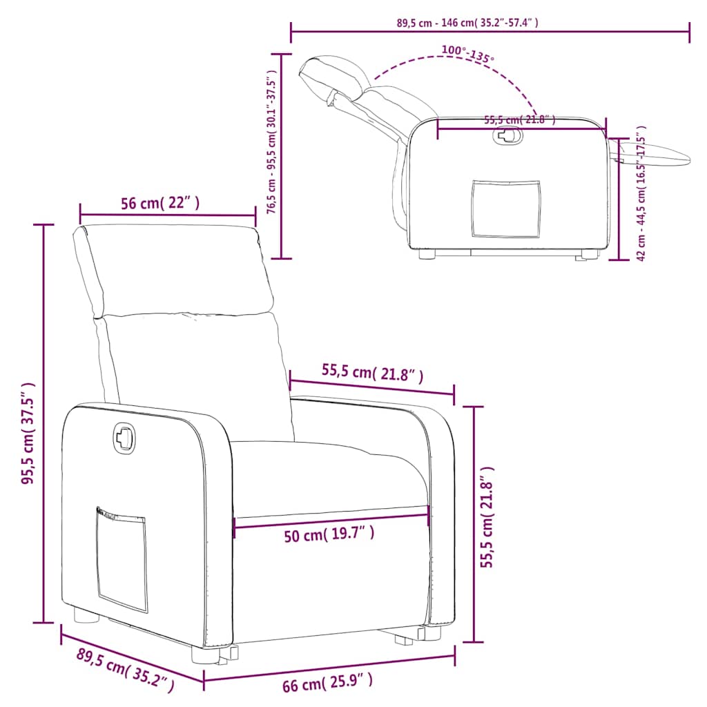 Recliner with Rising Aid Burgundy Fabric