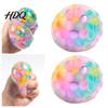 Soft Stress Ball Rainbow Bead with Glitter TPR Squeeze Toy for Sensory Fidget Anxiety Relief Colorful Kids Adults Fun Decompression Gadget