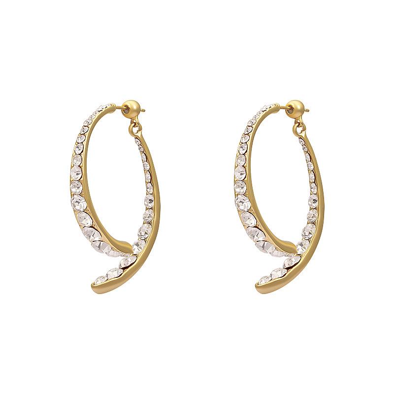 925 Silver Douyin Cross & Diamond Earrings: Front-Back Dynamic Twisted Fairy Design