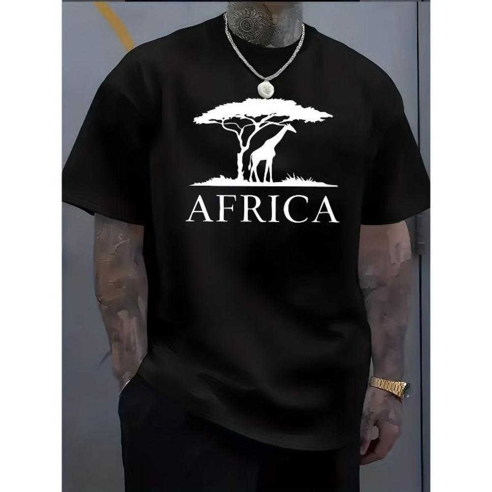 

European Sizes Short-Sleeve T-Shirt Giraffe & Acacia Tree Print –Wild and Natural Beauty of the African Savannah for a Stylish African Fashion Look S