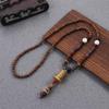 Ethnic Women Nepal Mala Buddhist Horn Necklace Wood Beads Long Necklace Pendant