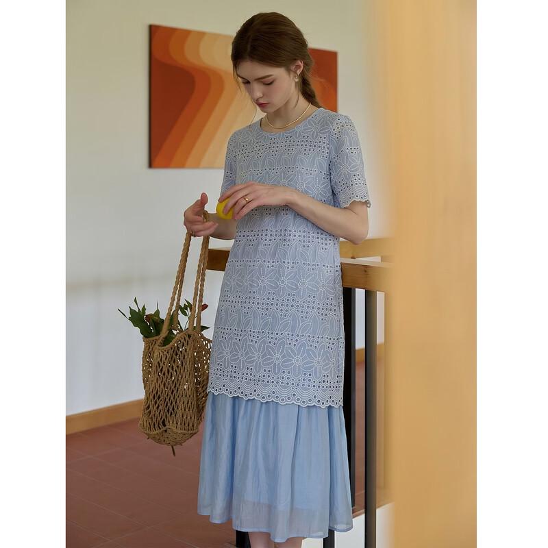 Women s Elegant Embroidered Cotton Summer Dress M