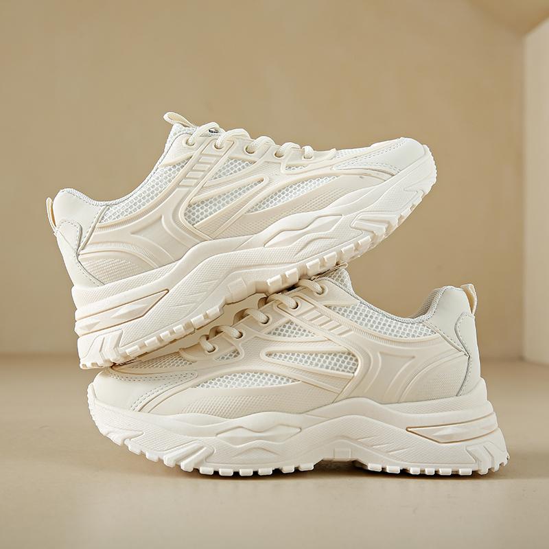 Tênis Branco Feminino Tênis Chunky de Couro Sapatos Esportivos Femininos Sapatos de Tênis Vulcanizados de Sola Grossa Sapatos de Plataforma Basket