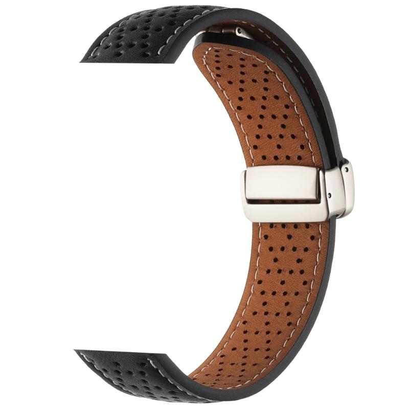 

Upgrades Leather Magnetic Watch Strap with Magnetic Buckles Breathable Wristband Flexible Strap Suitable for watch6/GT4 чорний