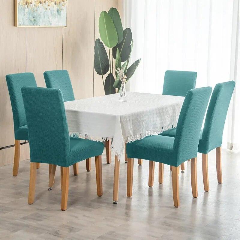 Waterproof Chair Cover for Dining Room Kitchen Elasticity Jacquard Spandex Stretch Luxury Chair Cover Seater Case Wedding Hotel